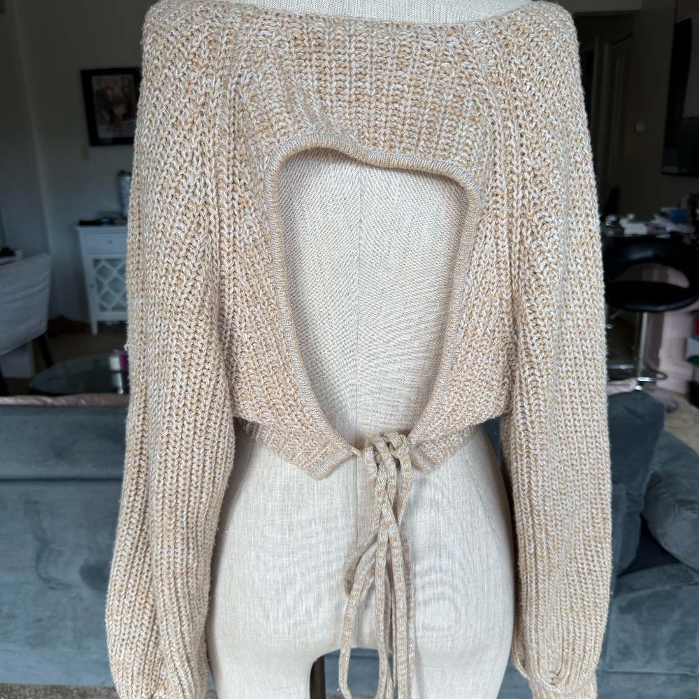 open back slouchy oatmeal sweater
